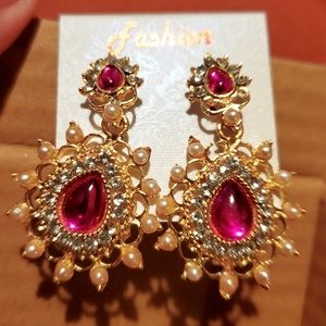 Pink jhumka -earrings